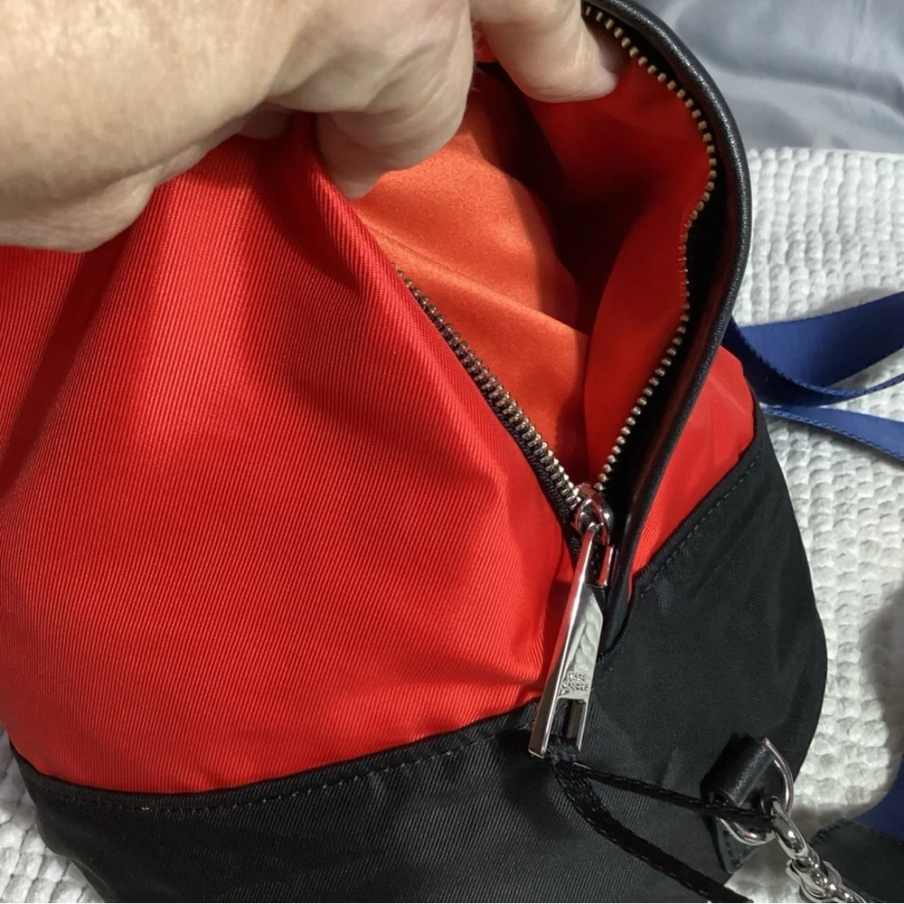 Marc Jacobs Red White Black Unisex Sport Nylon Bucket Sling Duffle Backpack NEW